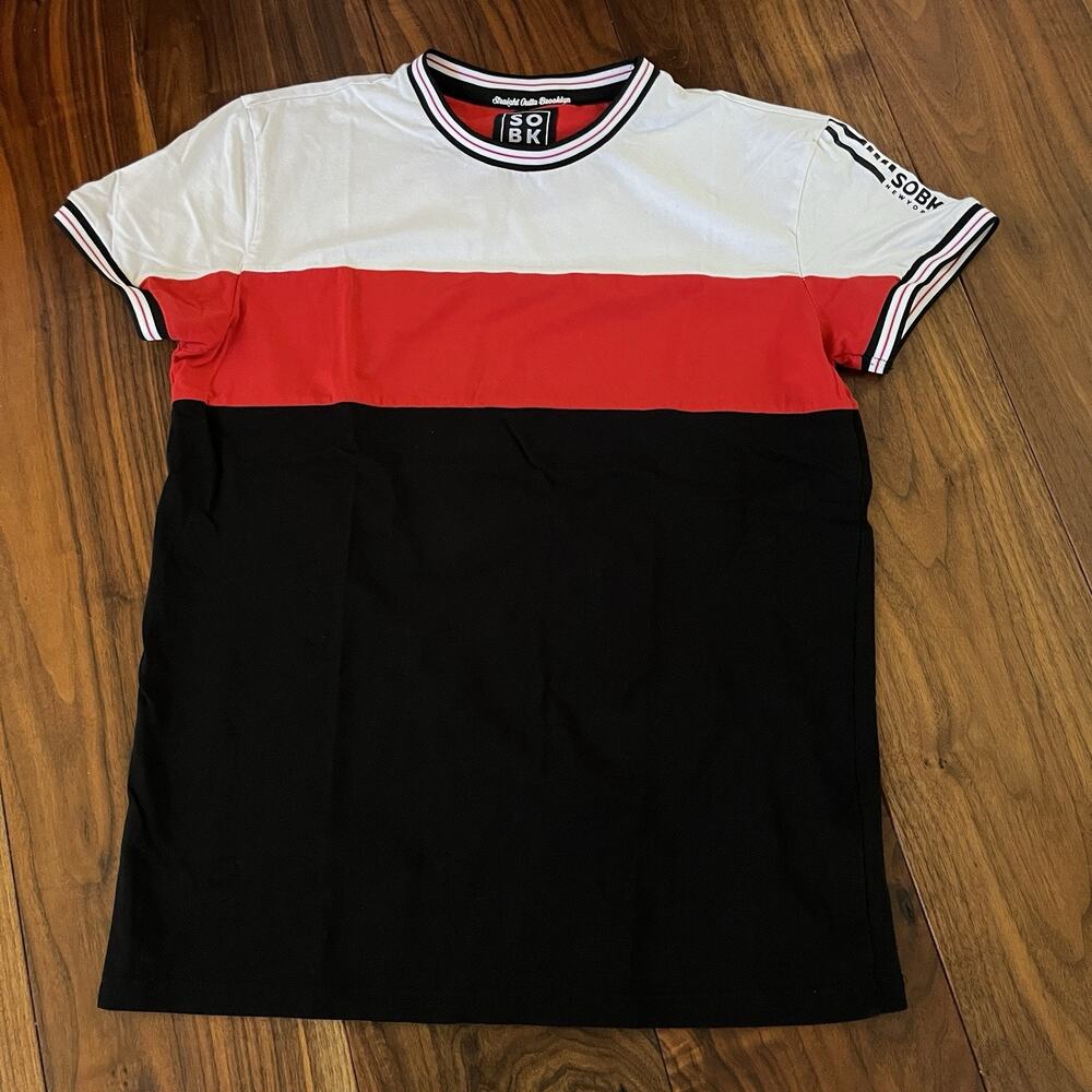 SOBK Straight Outta Brooklyn Crew Neck S/S T-Shirt Top Blk / Red / Wht Size M